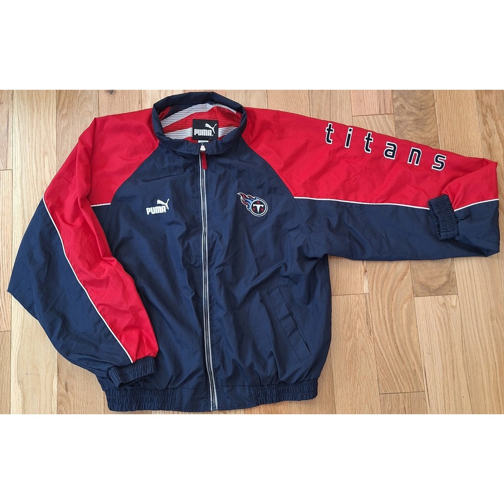 Puma Tennessee Titans NFL Men's L Blue Red Embroidered Logos Windbreaker Jacket